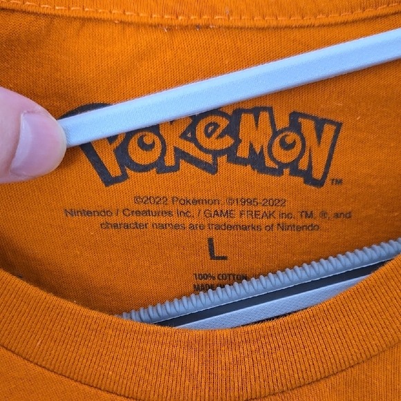 Pokemon Orange Short Sleeve Tee with Growlithe Graphic Design - Picture 2 of 4